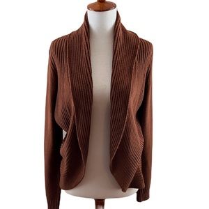 Cozy shawl collared sweater.